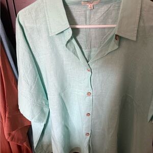 Easel Mint Green Top with Collar